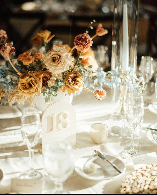Modern Arched Wedding Table Number – Luxury Neutral Wedding Table Sign