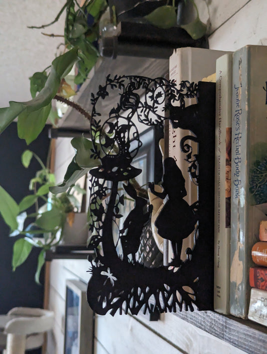 Wonderland Wood Shelf Insert Silhouette | Shelf Silhouette | Bookshelf Sign | Bookish | Gift for Book Lover | Book Divider | Genre Separator