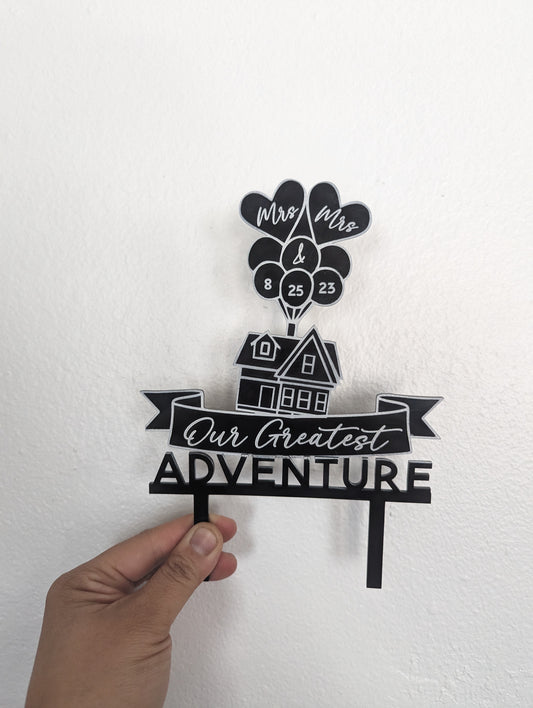 Our My Greatest Adventure Up House Cake with Heart Balloons Wedding Keepsake Topper
