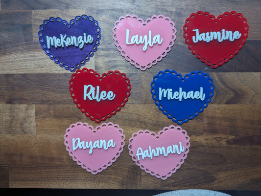 Scallop Heart Tag Heart Tag Valentine’s Basket Tags Valentine’s Day Tags Valentine’s Day Bag Tags Custom Name Tag