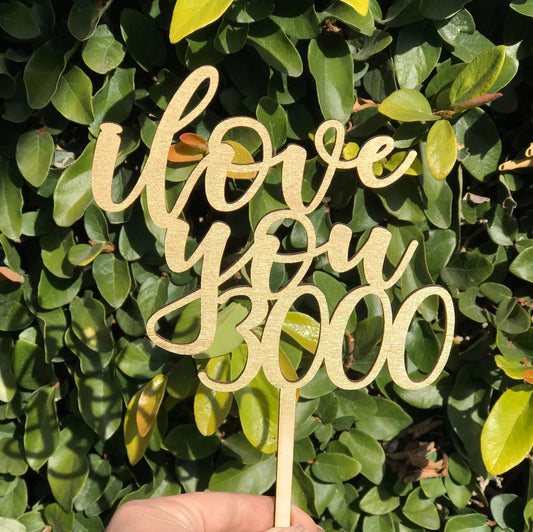 Avenger Inspired Wood Cake Topper | I love you 3000 Cake Topper | Anniversary | Marvels Avengers End Game Script | Option Cake Topper
