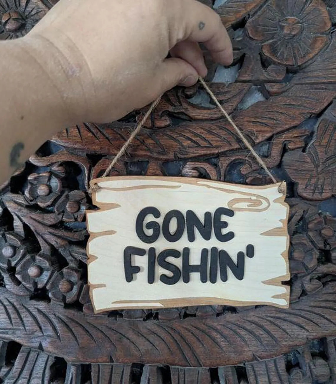 SVG FILE ONLY - Gone Fishin' Door Sign Design Cut Engraving File