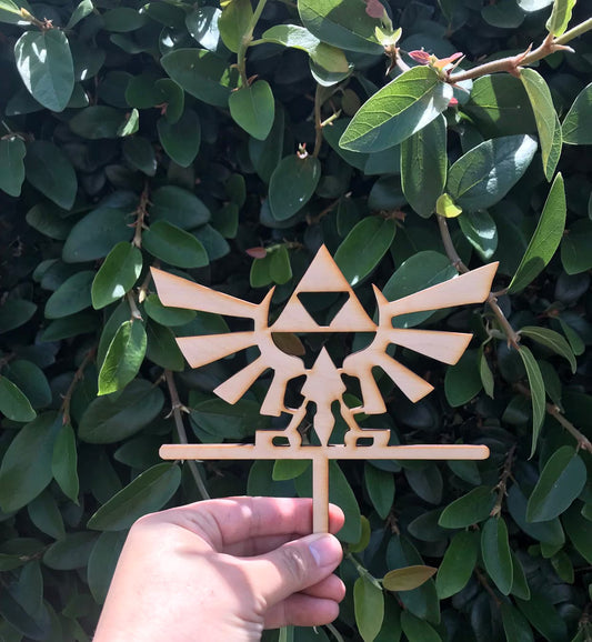 Zelda Legend Hylian Crest Triforce Natural Wood Tri Force Wedding Cake Link Wedding Cake Topper