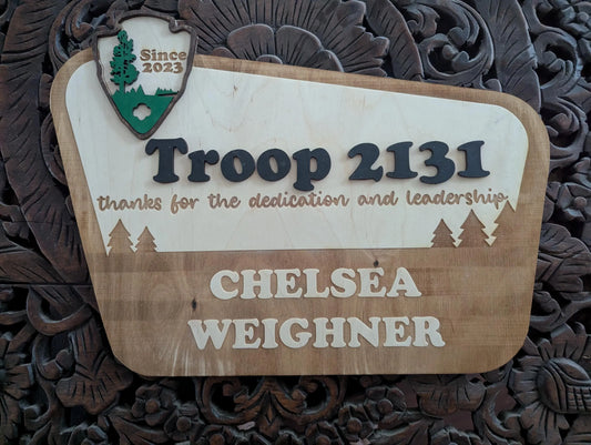 Personalized Troop & Pack Leader Appreciation Sign Custom Wooden Explorer Keepsake