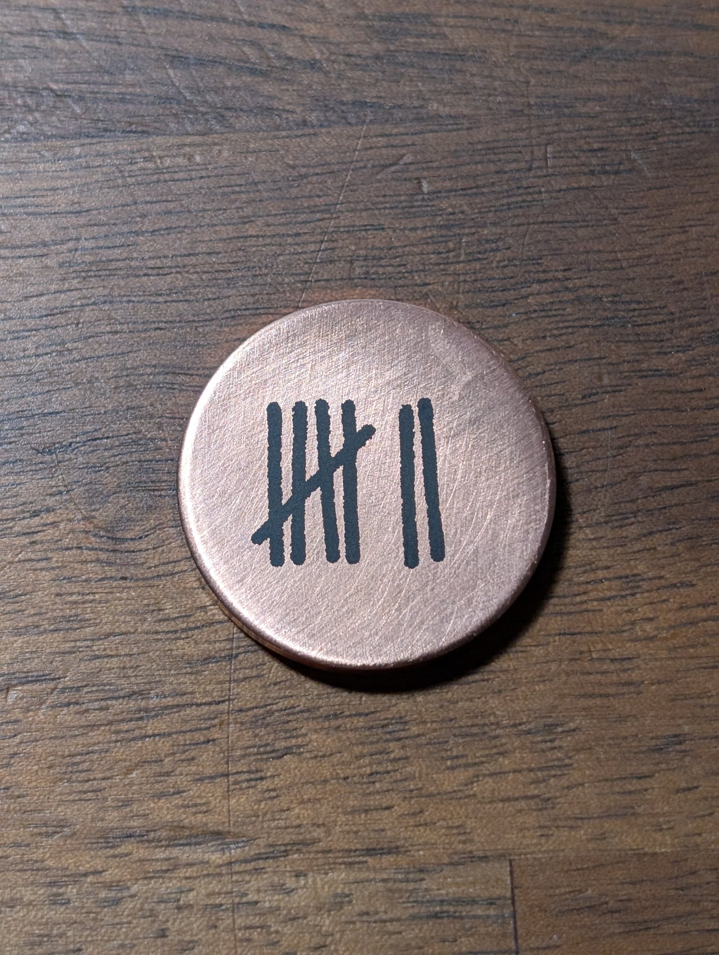 Copper Golf Ball Marker – 7th Anniversary Gift (Tally Marks)