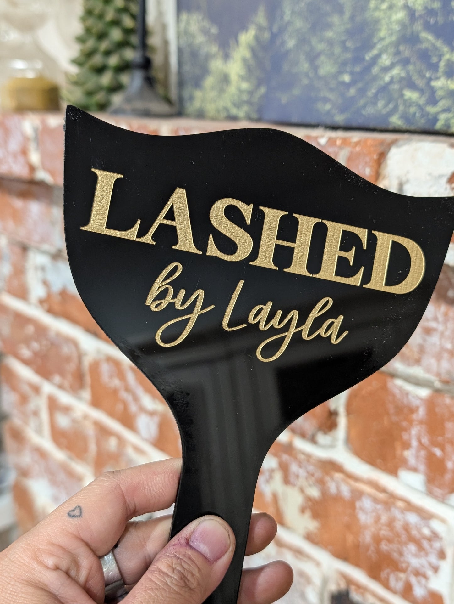 Personalized Lash & Eyebrow Acrylic Hand Mirror Photo Prop | Lash and Brow Tech Custom Sign | Hand Business Sign | Social Media Hand Mirror