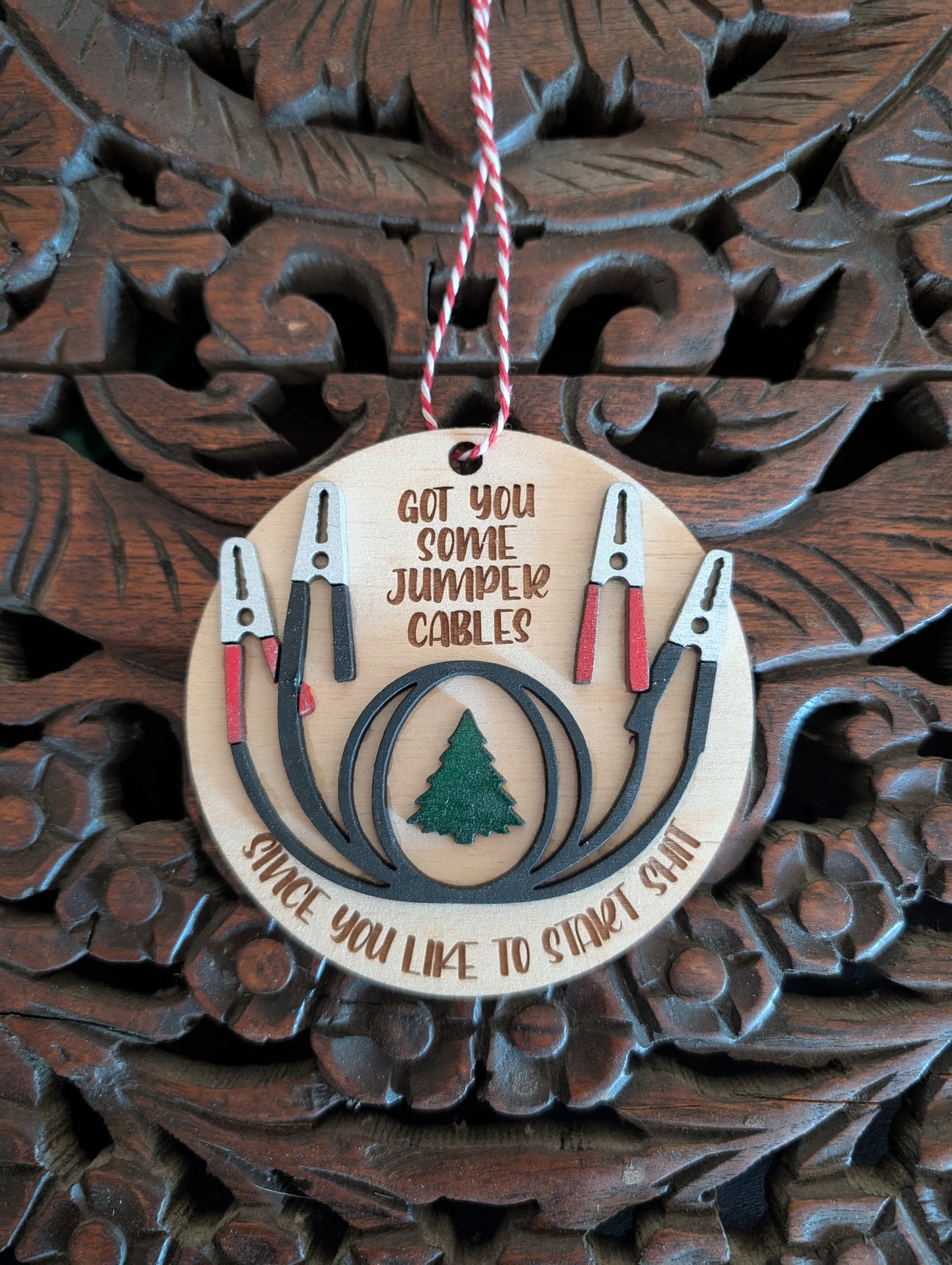 Funny Laser-Cut Ornaments – Spoon, Treadmill & Jumper Cables