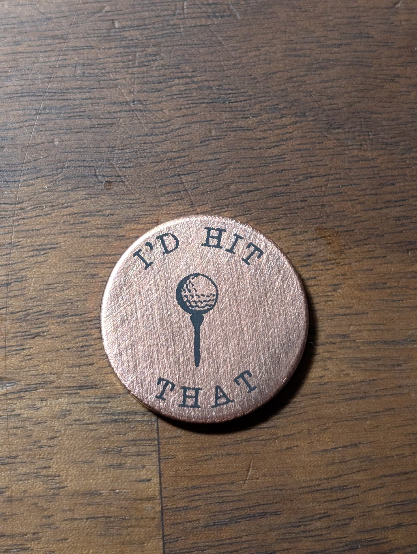Laser Engraved Copper Copper Golf Ball Marker - 7th Anniversary Gift
