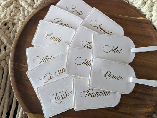 Luggage Tags Personalized | Custom Vegan Travel Accessories | Travel Essentials | Backpack Tag | Monogram Luggage Tag | Event Place Cards