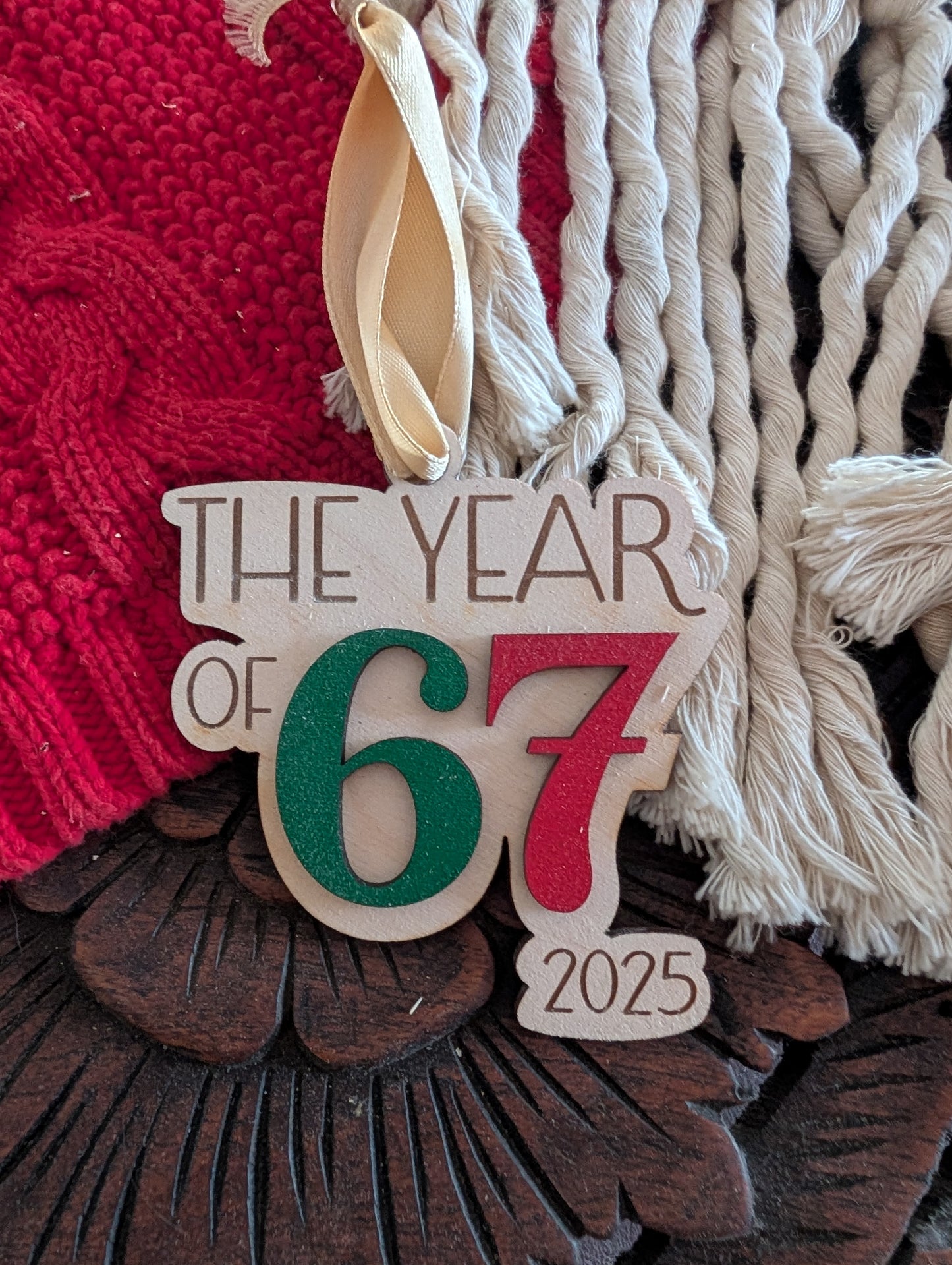 The Year of 6 7 Ornament – Viral Slang 2025 Christmas Ornament