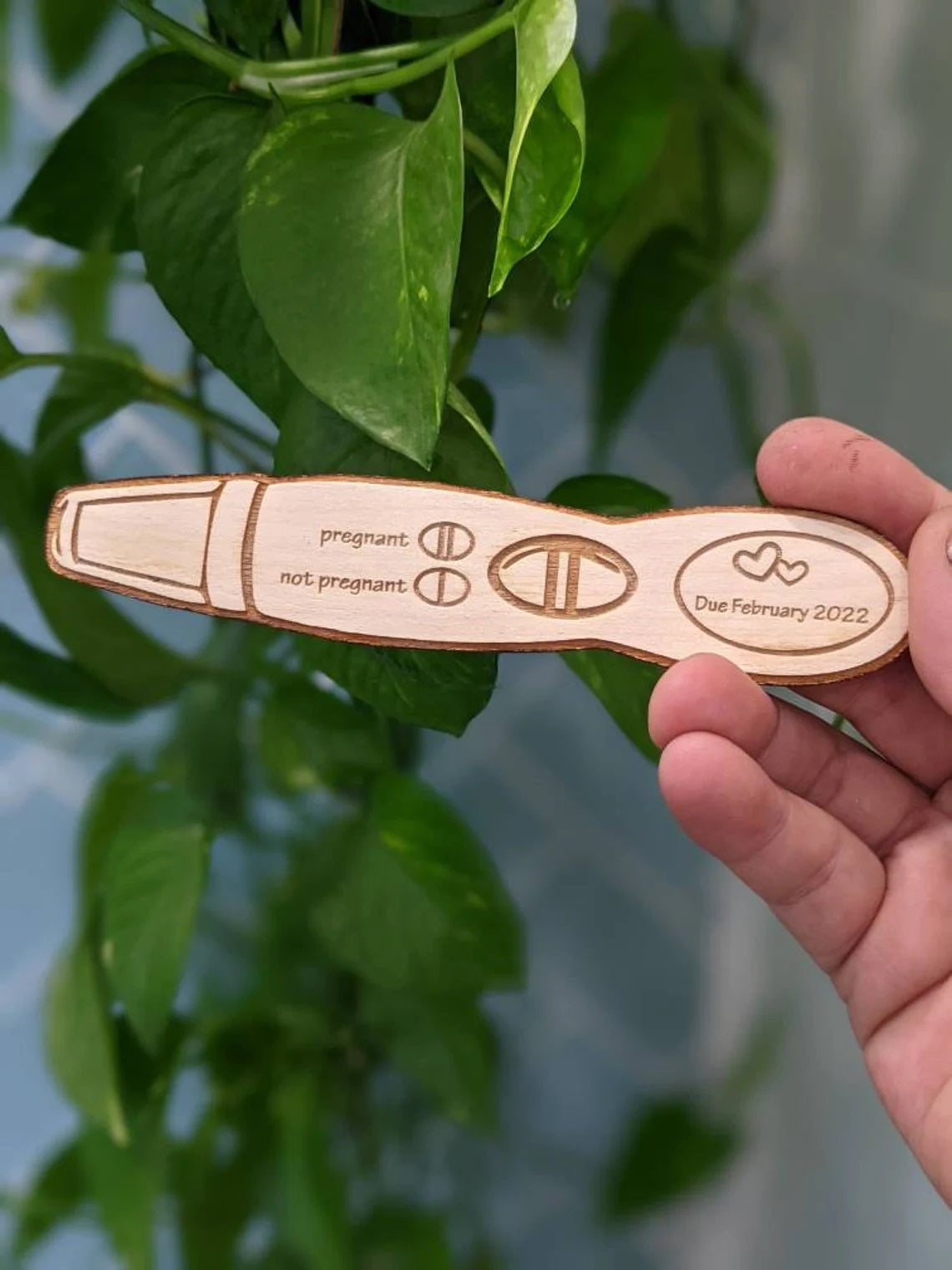 Custom Positive Pregnancy Stick – We're Expecting Baby Photo Wood Prop
