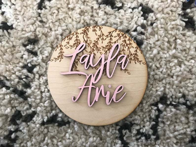 Custom 3D Personalized Name Plaque Laser Cut Wood Photo Prop Sign Designed and Customized