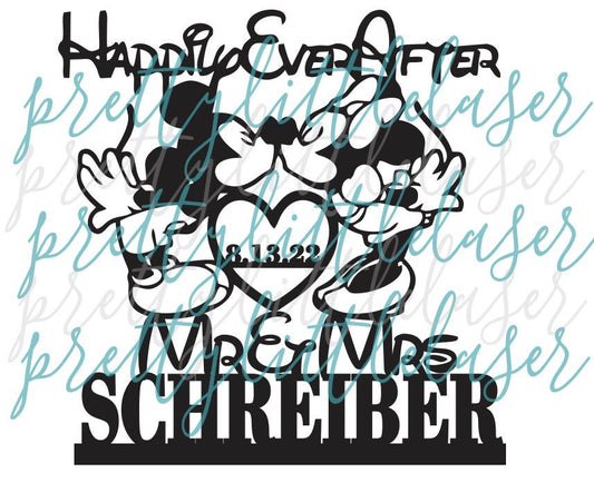 Mickey And Minnie Happily Ever After Cake Topper | Custom Cake Topper With Wedding Date | Wedding Cake Topper | Couple Cake Topper