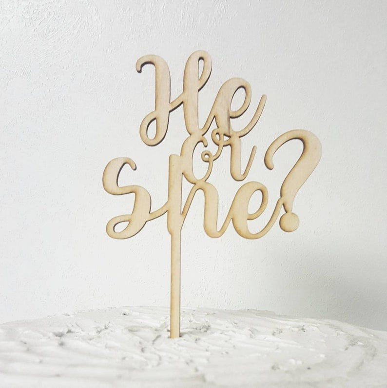 Mama to be It's a Boy or It's a Girl He or She Gender Reveal Baby Shower Cake Topper