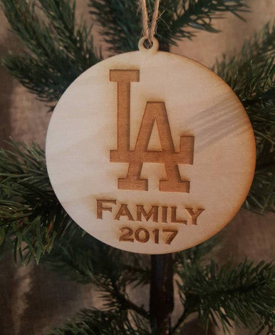 LA Dodger Christmas Ornament Wood Gift