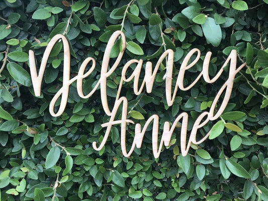 Custom Personalized Natural Wood Name Sign Beautiful Script Font First  Middle Name