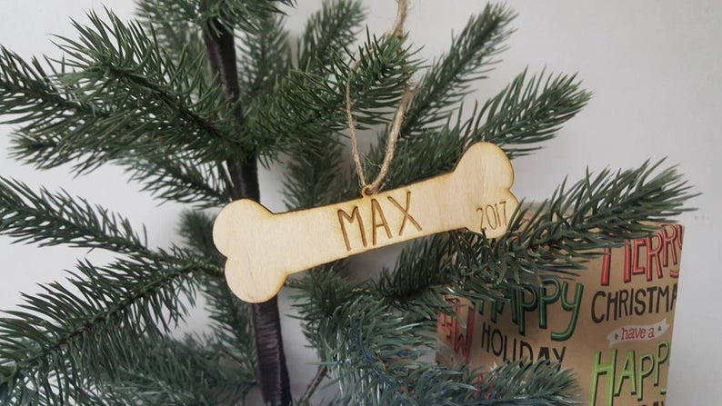 Personalized Christmas Tree Dog Puppy Dog Christmas Ornament Year Paw Print Name and Year Family Christmas Dog Lover Fur Baby Mom