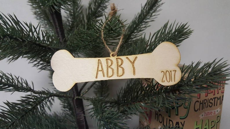 Personalized Christmas Tree Dog Puppy Dog Christmas Ornament Year Paw Print Name and Year Family Christmas Dog Lover Fur Baby Mom