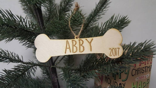 Personalized Christmas Tree Dog Puppy Dog Christmas Ornament Year Paw Print Name and Year Family Christmas Dog Lover Fur Baby Mom