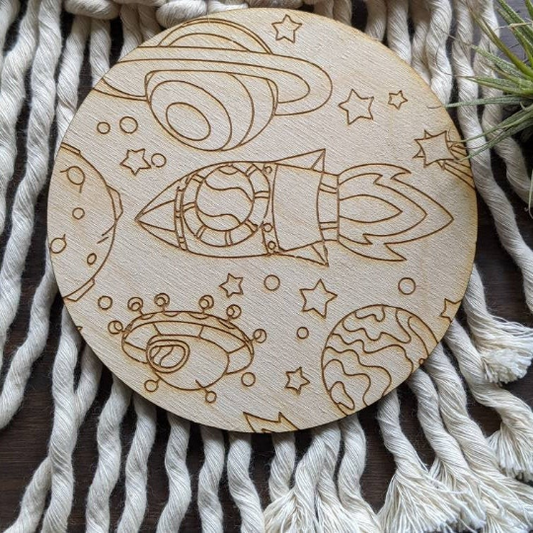 Rocket in Space DIY Crafts Kids Activities Wood Coloring Book  Craft