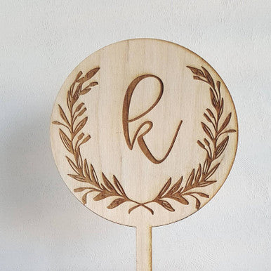 Personalized Initial Wreath Cake Topper