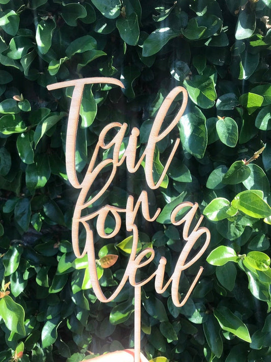 Tail for a Veil Cute Humor Custom Rustic Couple and Dogs Cake Topper Wedding