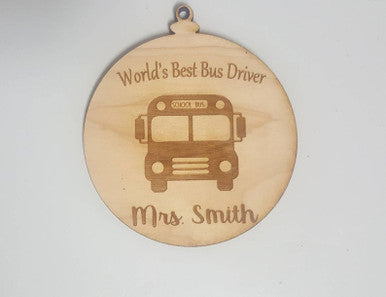 Personalized Name Christmas Worlds Best Bus Driver Gift Ornament