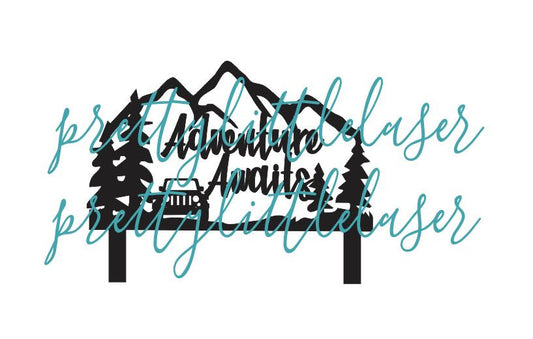 Custom Adventure Awaits The Great Outdoors Jeep Wedding Grooms Bride Natural Raw Wood Cake Topper