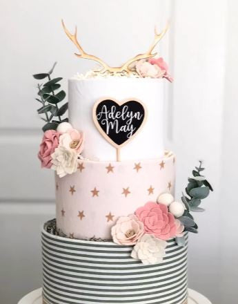 Delicate Antlers Cake Topper