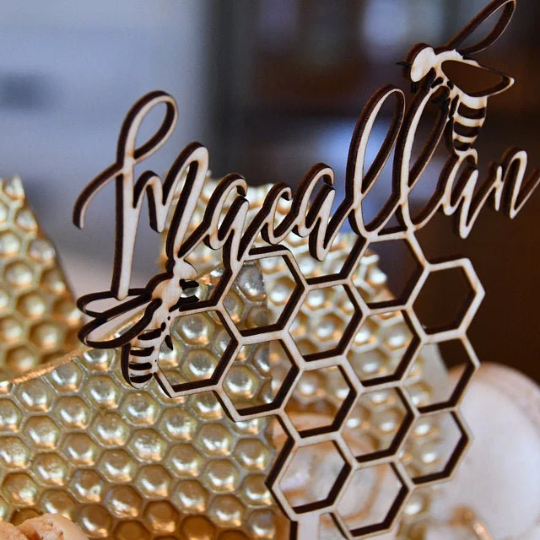 Custom Name Honey Bee  Cake Topper | Bumble Bee Baby Shower Cake Topper | Bee Party | Birthday | Bee Lover | Bee Day Cake Topper | Honeybee