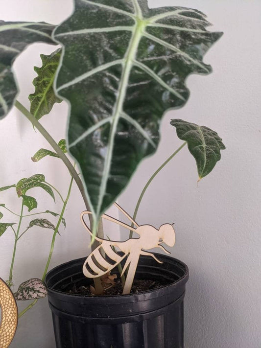 Metal or Wood Honey Bee Trellis Indoor Plant Support Art Decoration | Honeybee Plant | Shelf Plant Decoration Small Potted Plant Trellis