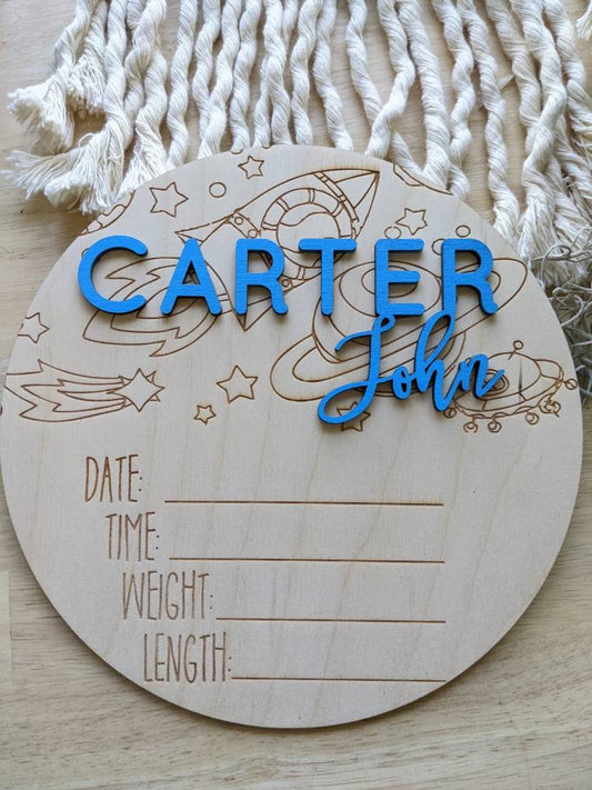 Hello World 3D Hospital Welcome Birth Announcement Details Wood Plaque Photo Prop Sign