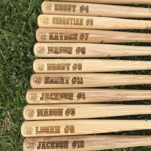 Individually Personalized Mini 18 inch Wooden Baseball Bats Favor End of the Year Team Gift with Customized Name Logo or Year on Bat