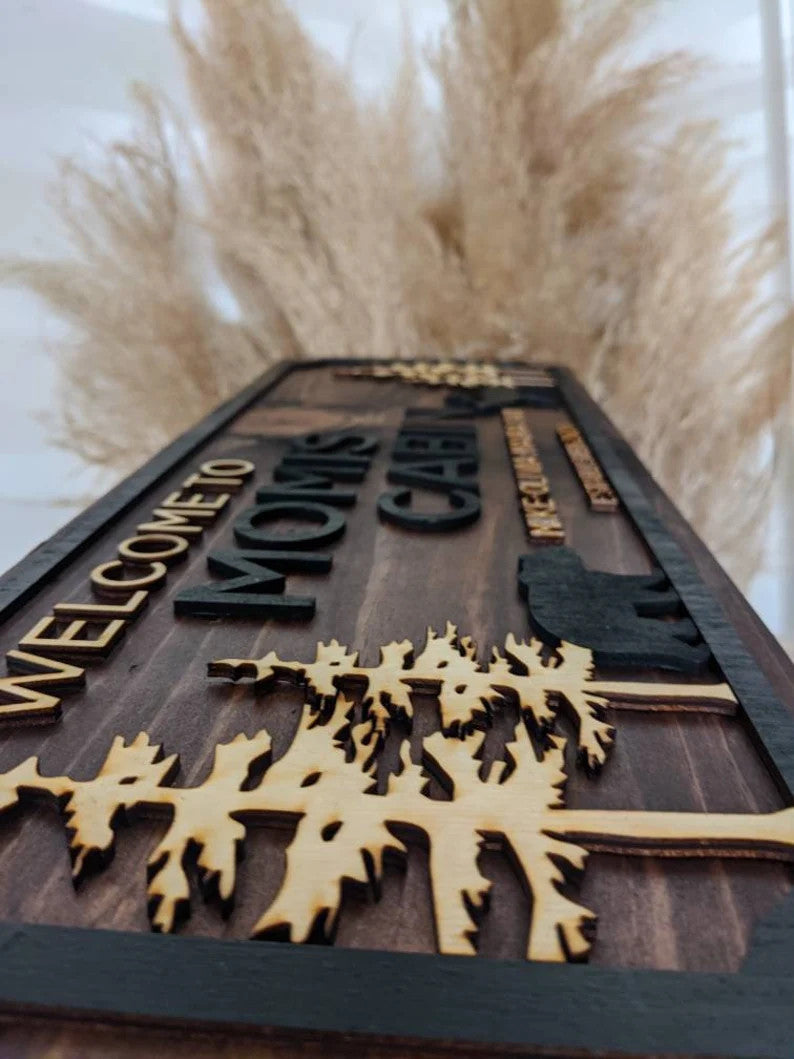 Cabin Sign | Lodging Sign | Family Cabin Sign | Great Outdoors Wooden Sign | Welcome Cabin Home Decor | Wall Decor Hanging Sign