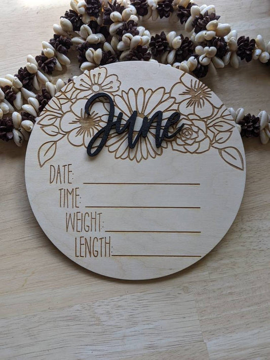 Custom Spring Florals Scene Hospital Welcome 3D Hello Name Date Time Weight Length Birth Announcement Detail Plaque Photo Prop Sign