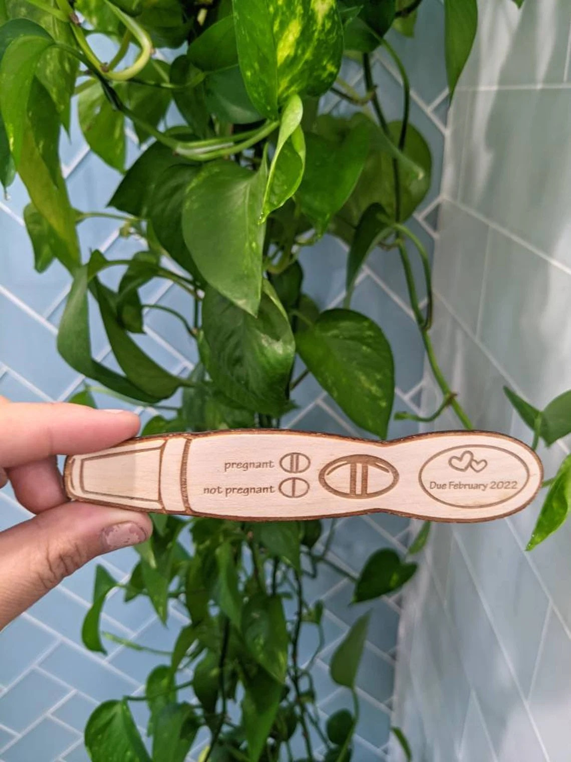 Custom Positive Pregnancy Stick – We're Expecting Baby Photo Wood Prop