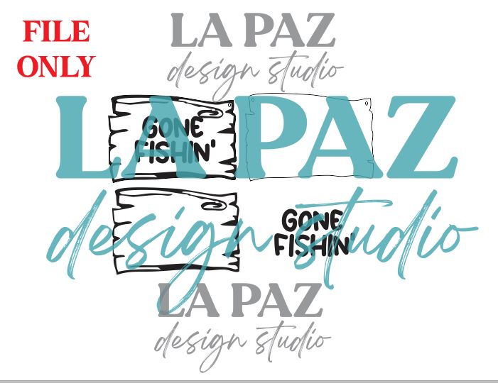 SVG FILE ONLY - Gone Fishin' Door Sign Design  Cut Engraving File