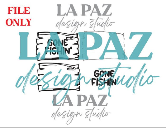SVG FILE ONLY - Gone Fishin' Door Sign Design  Cut Engraving File