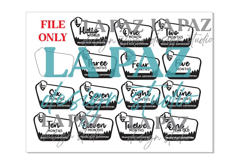 SVG FILE ONLY - National Park Milestone Marker Plates Wood Month Plaque Photo Prop Sign Design Trendy Cut Engraving File