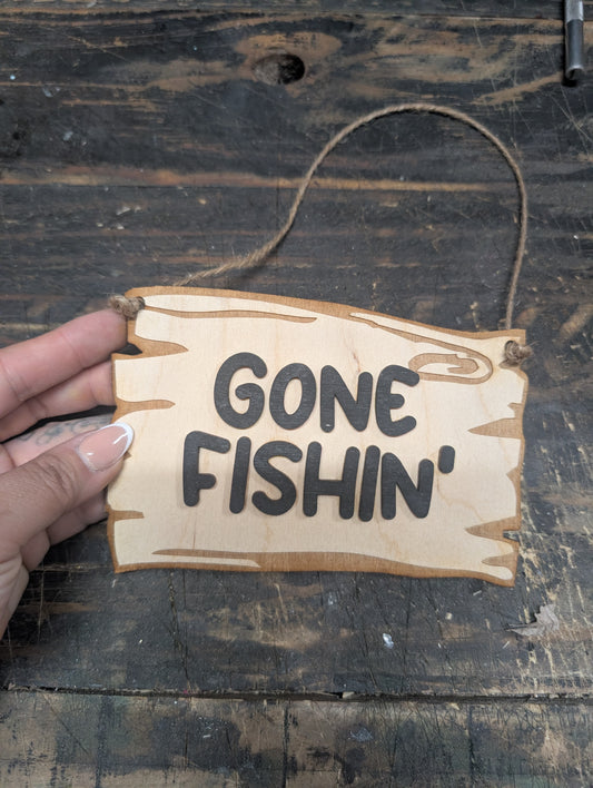 Gone Fishin Door Sign | Personalized Fishing Decor Sign | Rustic Lake House Wall Decor