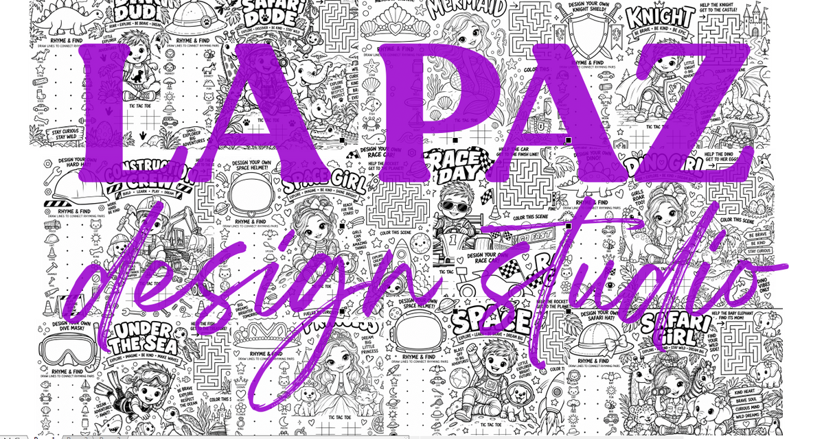 Personalized Kids Activity Placemats – Custom Birthday Party Coloring Mats