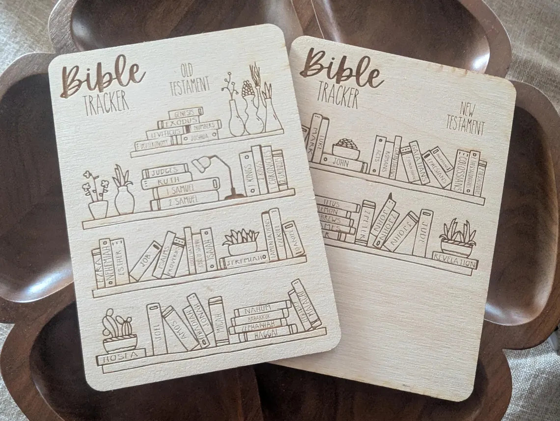 SVG FILE ONLY - The Books of the Bible Bookshelf Tracker | Bible Reading Tracker Reading Log | Complete with Old + New Testaments - Two Versions