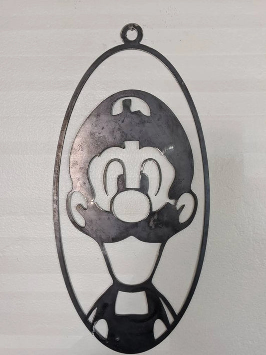 Mario or Luigi Metal Wall Art – Plasma Cut Steel Gamer Decor