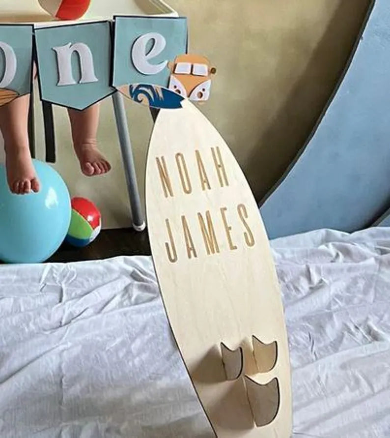 Custom Surfboard Sign | Surfer Life Party Décor – Laser Cut Birch