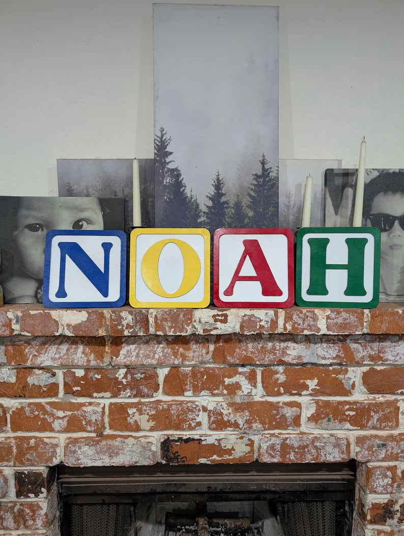 Personalized Wooden Name Blocks | Custom Wood Name Sign | Nursery and Kids Room Decor