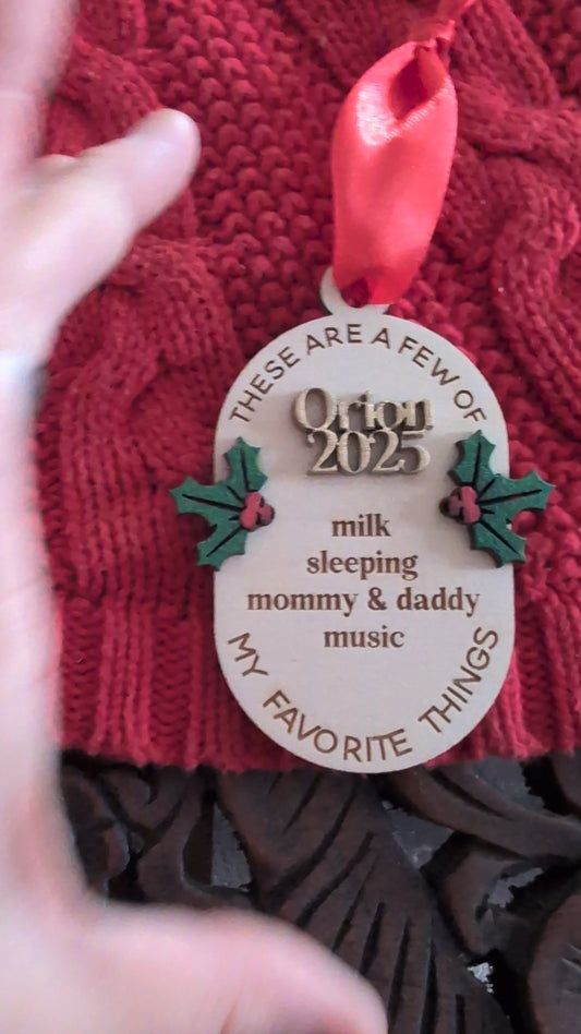 Personalized Baby “Favorite Things” Ornament – Custom Name & Favorites Christmas Ornament 2025