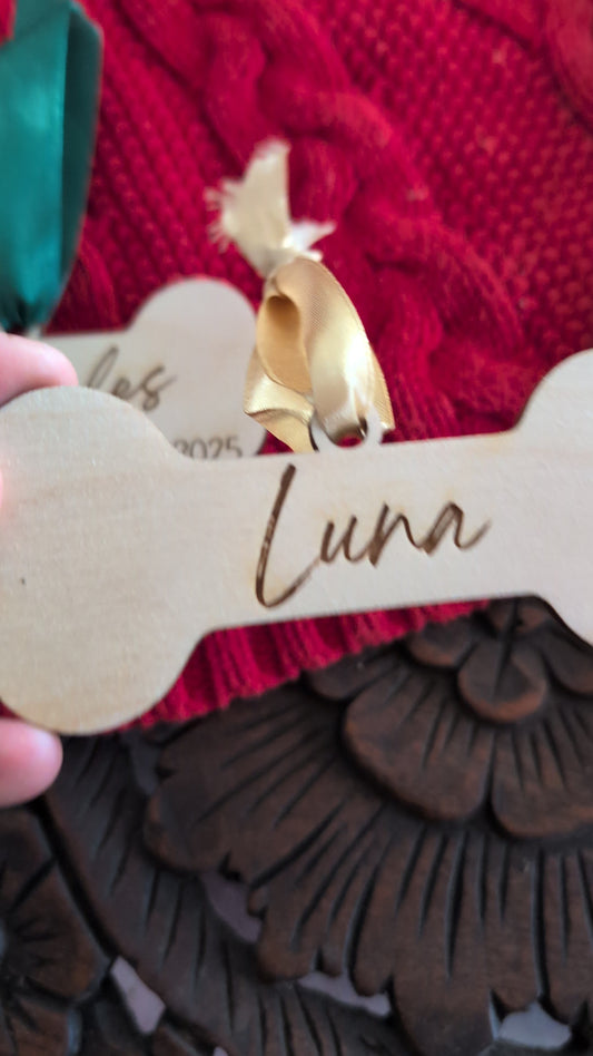 Personalized Dog Bone Ornament – Custom Pet Name Christmas Ornament 2025