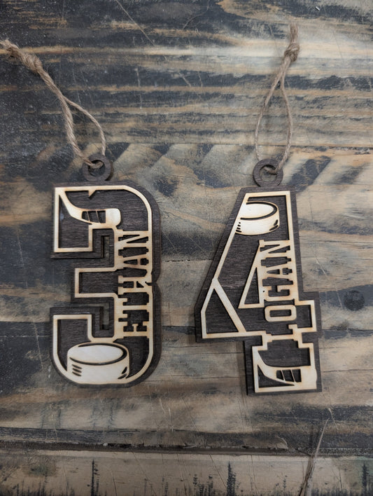 Custom Sports Jersey Number Ornament – Name & Sport