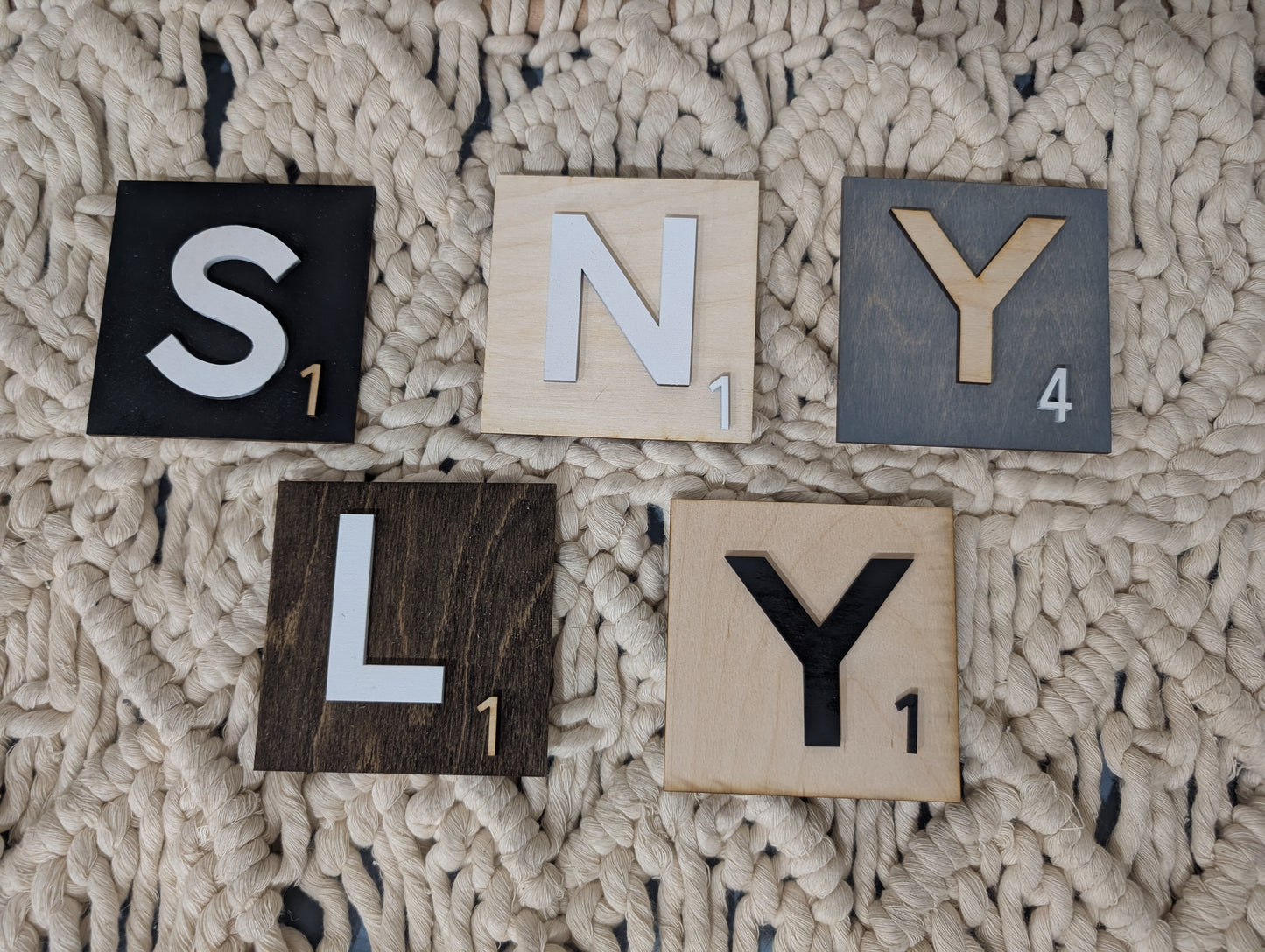 Custom Scrabble Letter Tile Wood Sign – Double Layered Baltic Birch