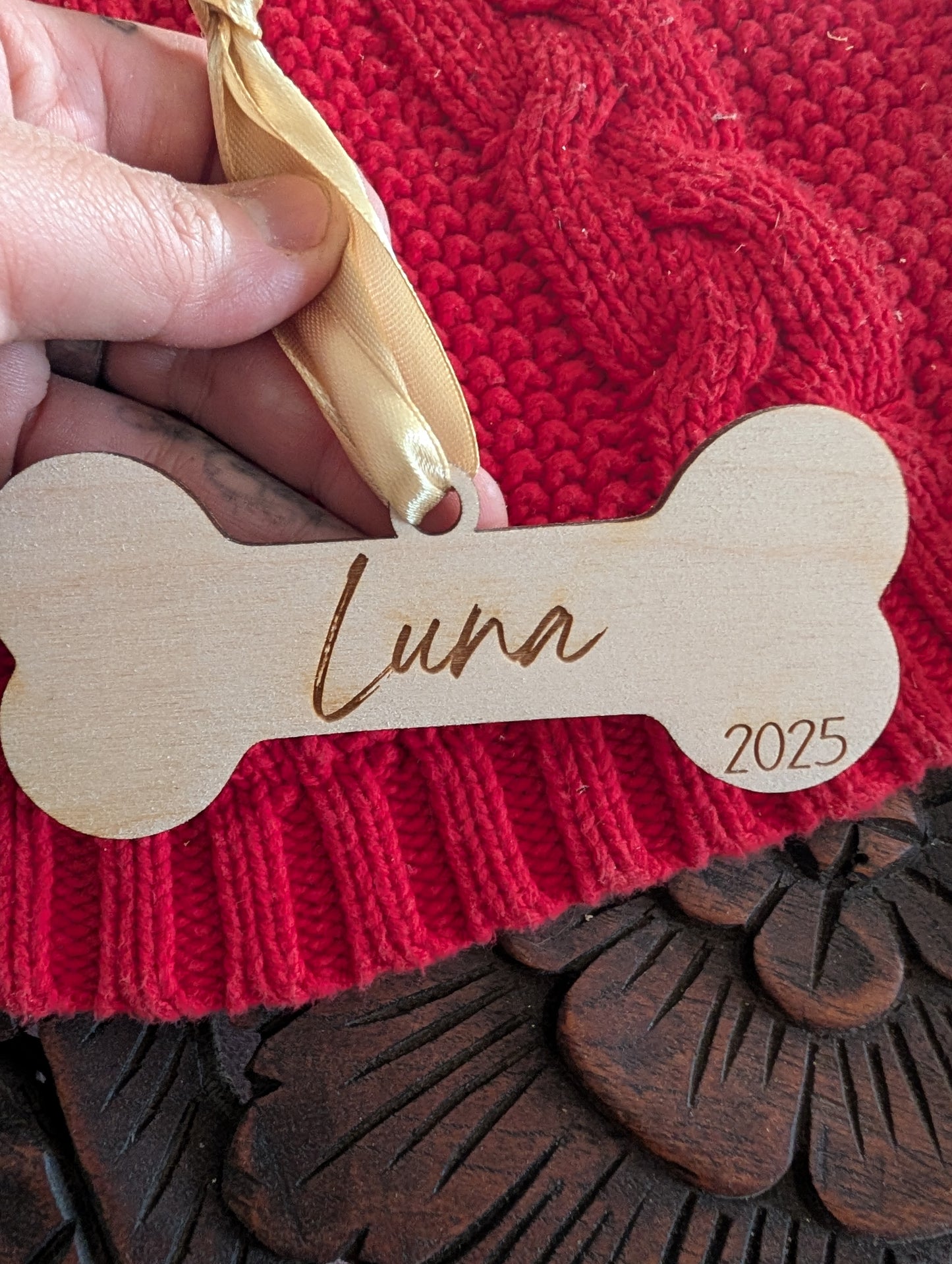 Personalized Dog Bone Ornament – Custom Pet Name Christmas Ornament 2025
